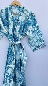 Robe Kimono en coton à imprimé floral pour femmes, vêtements de nuit d'été, peignoir, vêtements de plage, taille naturelle pour les mariages, demoiselles d'honneur - Product Image 2