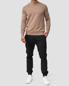 Luxe hommes 100% coton col rond à manches longues sweat respirant col montant conception unie pour l'hiver plaine teint personnalisé - Product Image 6