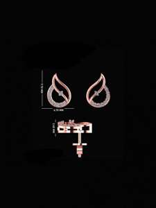 Boucles d'oreilles clous de luxe en or rose 14 carats avec diamants de forme fantaisie, sertissage griffe - Élégantes, stylées, certifiées, cadeau idéal pour mariage, fiançailles, fête - Product Image 1