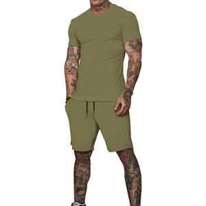 Ensemble t-shirt et short d'été en coton 2025 Ensemble short et chemise deux pièces pour hommes Ensemble short pour hommes avec logo personnalisé - Product Image 5