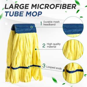 Têtes de serpillière tubulaires en microfibre, usage intensif, commercial, industriel, lavables en machine, à extrémité bouclée, réutilisables, auto-essorage - Product Image 3