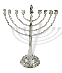 Stylish Silver Jewish <b>Decorative</b> Metal Antique Menorah Candelabra <b>Retro</b> Tall Candle Holder for Home <b>Decoration</b> Manufacturer - Product Image 3