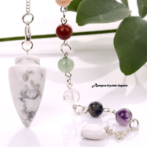 Ágata verde Aventurine Seven Chakra Bullet Pendulum para regalos de negocios Venta al por mayor Mejor calidad Péndulos de piedras preciosas de la India - Product Image 5