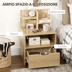 HOMCOM Mesita de noche con 2 estantes abiertos y cajón en aglomerado para dormitorio y sala de estar, 45x35x73 cm - Product Image 5
