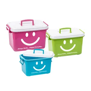 Elianware Mudah Merakit Pegangan Elegan Kunci Atas Membawa Pegangan Senyum Simbol Kotak Penyimpanan Plastik
