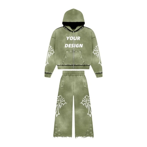 MOVATEXTIL-Chándal personalizado de dos piezas para hombre, chándal de gran tamaño con hombros caídos y lavado ácido para hombre - Product Image 1