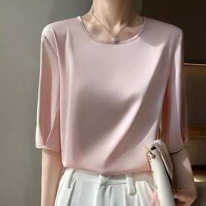 Camiseta de Verano 100% Algodón para Mujer, Básica, Moderna, Lisa, de Manga Corta, Holgada, Cómoda, Blusa para Dama - Product Image 5