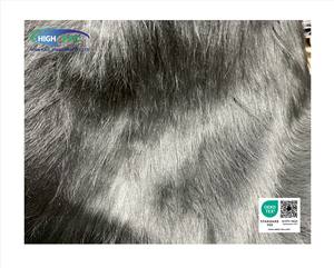 Tissu en fausse fourrure tricoté à poils longs de couleur gris foncé 100 mm pour vêtements et jouets 100% acrylique/polyester Haute densité Thaïlande Haute qualité - Product Image 3