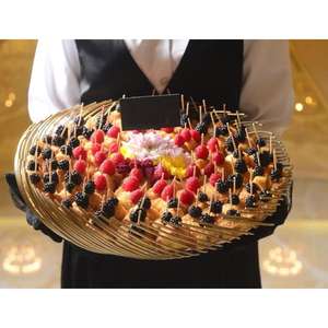 Bol de service pour desserts en chocolat de luxe moderne au design admirable, fil métallique doré, fait à la main, passe au lave-vaisselle, pour les fêtes - Product Image 1