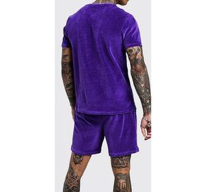 Ensemble de vêtements pour homme, chemise en velours à manches courtes et short assorti, ensemble sport 2 pièces, short en velours respirant pour homme - Product Image 6