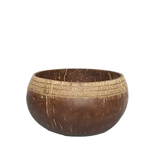 100% berkualitas tinggi ramah lingkungan mangkuk kelapa Logo buatan tangan dengan alami dipoles kelapa Vietnam LOGO gratis untuk es cr