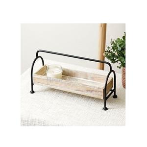 Plateau de service en bois au design classique avec poignée en fer, taille personnalisée, forme ovale, plateau à dessert par Home Arts - Product Image 4