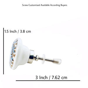 Perillas de Cerámica Turquesa y Doradas Estilo Marroquí, Hexagonales con Diseño Floral, Tiradores para Cajones, Armarios, Dormitorios, Cocina y Cómodas - Product Image 4