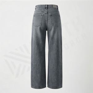 Pantalon en jean décontracté pour femme, respirant, en coton, taille mi-haute, devant plat, logo personnalisé, haute qualité, couleur personnalisée, streetwear - Product Image 6