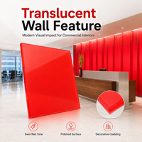 Plaque acrylique PMMA translucide rouge de 3 mm, imperméable, pour comptoir de réception d'hôtel, design moderne, panneau mural extérieur décoratif