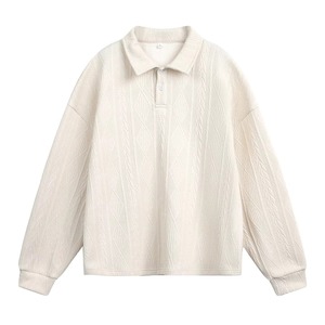 Autumn Retro Old Money Style Jacquard Lapel <b>Sweater</b> Men and Women's Long Sleeve for Polo Pullover Heavy Texture Loose Knitted - Product Image 2