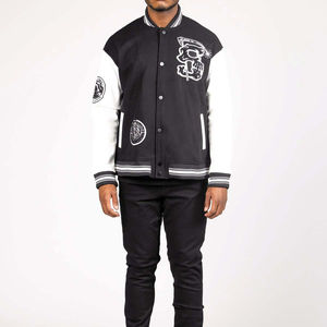 Blouson aviateur universitaire exclusif Letterman pour hommes, manteau streetwear en laine avec logo personnalisé, patchwork léger et respirant en chenille - Product Image 2