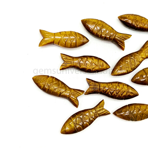 Perles de pierres précieuses sculptées en forme de poisson œil de tigre naturel 25mm Charmes d'animaux pour la fabrication de bijoux au prix de gros - Product Image 3