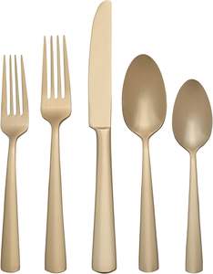 Matte Gold Stainless Steel Square Flatware Set With Steak <b>Knives</b> for 8 Food-Grade Tableware Cutlery Set Includes <b>Dinner</b> <b>Knives</b> - Product Image 5