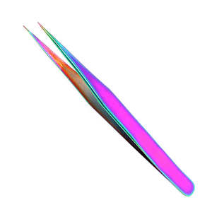 Juego de pinzas para extensión de pestañas con purpurina de lavanda elegante, todas las puntas, punta de fibra de precisión, logotipo personalizado, acero inoxidable sostenible - Product Image 1