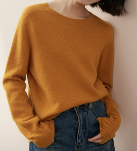 Wool Cashmere Blend Knit Sweater 70 Wool 30 Cashmere Sweater Crew Neck <strong>Jumper</strong> Raglan Knit Pullover Crew Neck Wide Ribbed Cuff - Product Image 1