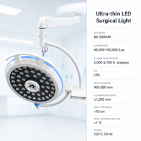 Lampe chirurgicale LED électrique ultra-mince sans ombre, profondeur d'éclairage de 1200 mm avec panneau de commande à mémoire, CRI élevé 96