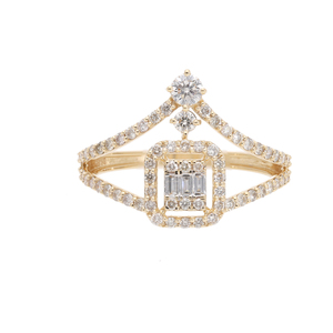 แหวนเรขาคณิตดีไซน์ลายฉลุสีทอง14K ประดับเพชร0.69CTW สไตล์โมเดิร์น - Product Image 1