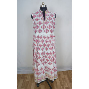 Robe tunique d'été pour femmes, longueur midi, style moderne, tendance coréenne, imprimé floral indien, écologique, en coton - Product Image 3