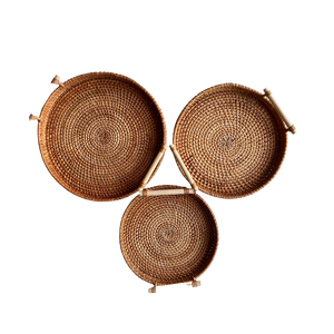 <b>White</b> Rattan <b>Round</b> Tray Color Customize Vintage Home Decor 1 Made Vietnam Cenvinex RT01 Customized Packaging OEM Available - Product Image 2