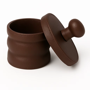 Premium Brown Leather Storage Jar <b>with</b> <b>Lid</b> Hot Selling New Arrival Wholesale Price Durable Elegant Design for Home or Office Use - Product Image 1