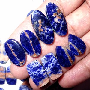 ที่ดีที่สุด Cabochon อัญมณีหลวมเรียบธรรมชาติธรรมชาติ Sodalite อัญมณีหลวมสําหรับเครื่องประดับทําต่างหูสําหรับ W - Product Image 4