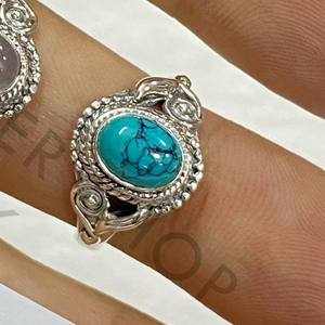 แหวน Boho เงิน925พร้อมเครื่องประดับเงินชั้นดีพร้อมพลอยธรรมชาติ - Product Image 2