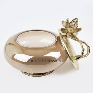 Medium Size Hammered Gold Metal Knob Leaf-Design Home Kitchen Tool with Cover Sugar Canister and Gadgets Containers - Product Image 4