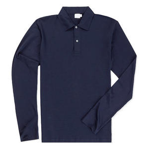 Polos de algodón mercerizado 100% de alta calidad, estampado personalizado de manga larga, patrón sólido, Golf de punto de alta calidad, venta al por mayor - Product Image 1