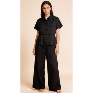 Woven Modal Robe Set with Elastic Waistband-Soft & Breathable Co-Ord Pajama Set <b>for</b> Everyday Comfort - Product Image 6