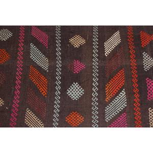 Turkish Vintage Small Rug 2.3x4.4 ft, Kilim <b>Brown</b> <b>Wool</b> Rug - Product Image 4