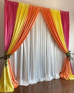 Cortinas de seda satinada 3x7 pies decoración del banquete de boda evento telón de fondo tela Banner interior al aire libre Festival hogar cumpleaños decoración - Product Image 2