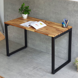 HBRT083 Assembly Required 120x60cm Rectangular Acacia Wood <b>Computer</b> <b>Desk</b> with Iron Legs - Product Image 2