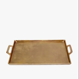 Plateau de service moderne antique en cuivre pur plaqué or réutilisable Emballage écologique Prix de gros AALIYAN IMPEX - Product Image 1