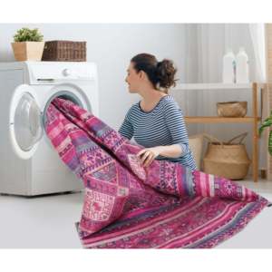 Tapis d'intérieur lavable à rayures roses bohèmes Netline Home Depot, modèle 1322P - Product Image 4