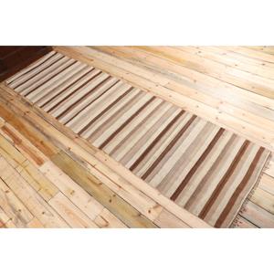 Tapis vintage, tapis turc de 2,8 x 10,6 pieds, Kilim marron et blanc avec motifs de plantes et d'arbres - Product Image 4