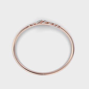 IGI Certified Lab Grown Round Diamond Twisted <b>Leaf</b> Open Bangle Bracelet in 14K Yellow / White / Rose Gold - Product Image 4