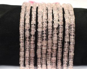 Quartz rose forme Heishi perles de pierres précieuses brins 8 pouces de long perles à sertir à la main bijoux de mode faisant des composants - Product Image 4
