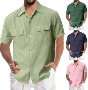 Fashionable OEM Service <b>Men's</b> 100% Cotton Dress <b>Shirts</b> Formal Business Wrinkle-Free half Sleeve 2 <b>pocket</b> Unique Pattern - Product Image 1