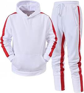 Conjunto Deportivo Unisex de Felpa Francesa Blanca de Alta Calidad, con Capucha y Paneles Laterales Grises con Logotipo, Venta al Por Mayor OEM - Product Image 1