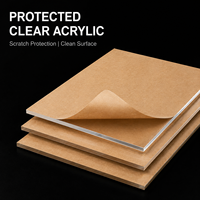 Plaque en acrylique transparente moulée en gros avec film protecteur en papier, panneau PMMA haute transparence pour découpe laser et artisanat d'affichage