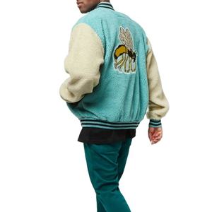 Manteau décontracté pour hommes, blouson bombardier d'hiver chaud, veste universitaire avec logo brodé personnalisé et manches en cuir PU, veste de style grande taille - Product Image 2