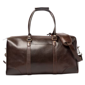 Sac de sport unisexe en cuir véritable marron, léger et durable, doublure en toile luxueuse - Product Image 2