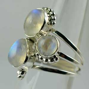 Rainbow Moonstone 925 Sterling Silver Handmade Statement Ring Boho June Birthstone Jewelry Perfect Gift for Her Birthday - Product Image 5