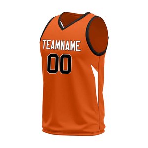 Custom Orange Basketball Jersey V-Neck Sleeveless Sublimated Print Team Name Number Personalized Unisex Adult Sport Wear - Product Image 4